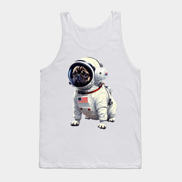 Pug-tastic Space Explorer in a Futuristic Suit Tank Top by fur-niche